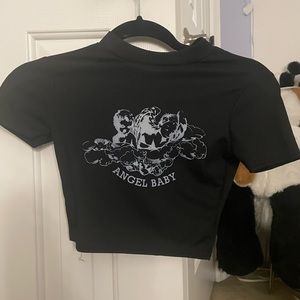 Angel Baby Black Ribbed Baby Tee
